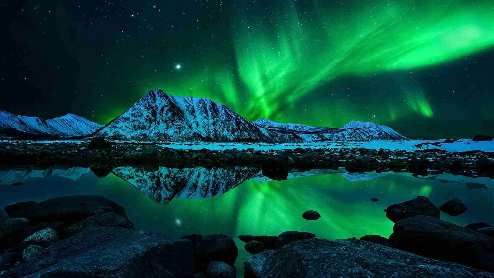Northern Lights shining brightly over Sweden